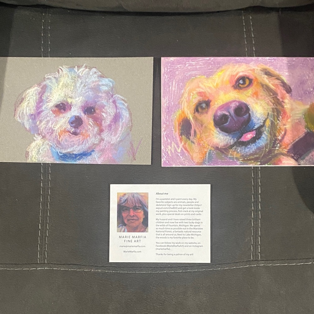 Colorful Pastel Pet Portraits - Pair of Dog Prints Artist Marie Marfia